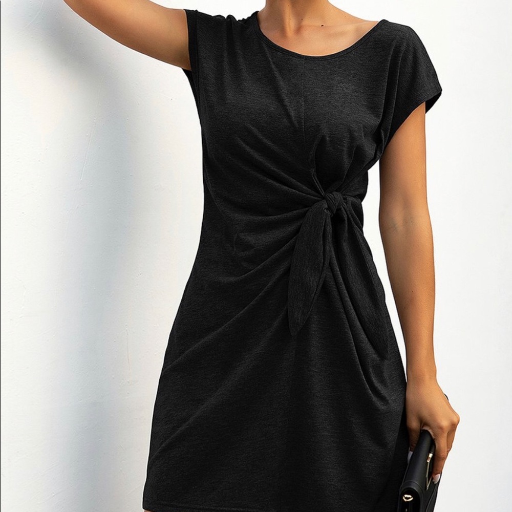 Faux-wrap T-shirt dress